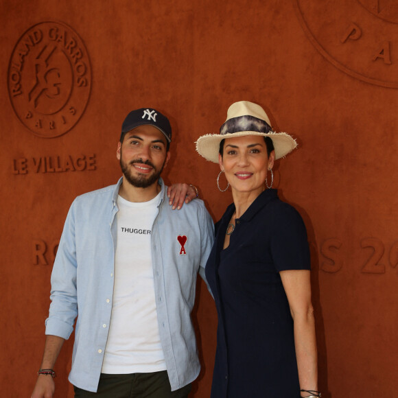 Cristina Cordula son fils Enzo au village lors des internationaux de tennis de Roland Garros à Paris, France, le 2 juin 2019. © Jacovides-Moreau/Bestimage  Celebs attending the French Tennis Open at Roland Garros in Paris, France, on June 2nd, 2019. 