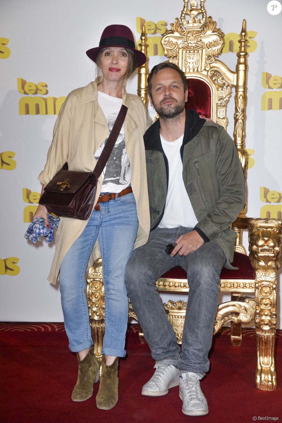 Anne Marivin enceinte et son compagnon Joachim Roncin - Avant première du film &quot;Les Minions&quot; au Grand Rex à Paris le 23 juin 2015.   