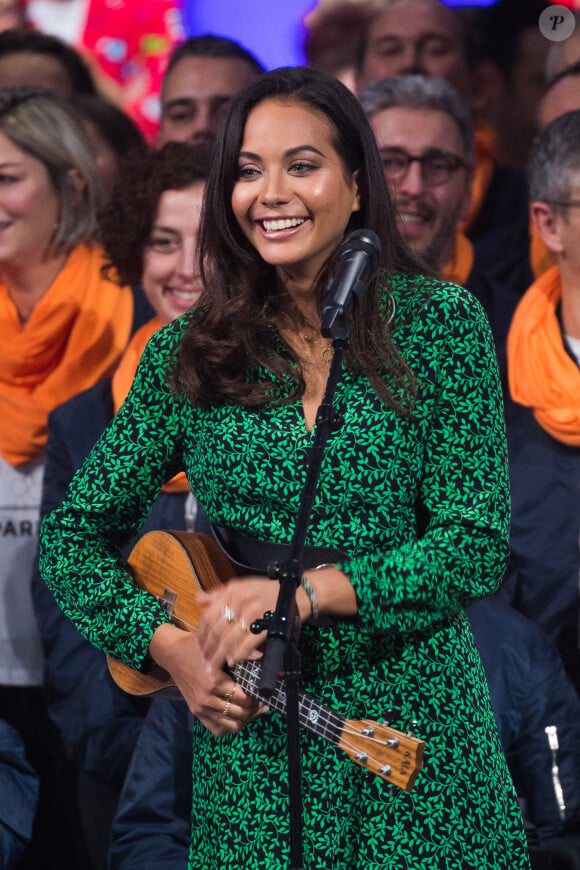 Vaimalama Chaves - Deuxième jour de la 33ème édition du Téléthon au Parc de la Villette à Paris le 7 décembre 2019. Le compteur de la 33ème édition du Téléthon a atteint 74,6 millions d'euros dimanche 8 décembre, en hausse par rapport à l'édition 2018 où l'événement caritatif avait été bousculé par la mobilisation des "gilets jaunes". © Tiziano Da Silva/Bestimage