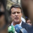 Manuel Valls - Les leaders politique font des déclarations aux médias devant le siège de la police à Barcelone le 20 octobre 2019.