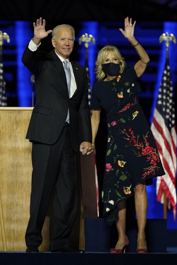 <p>Le président-élu Joe Biden et la première-dame, Jill Biden, à Wilmington dans le Delaware. Discours de campagne. photo by Andrew Harnik/UPI/ABACAPRESS.COM</p>
