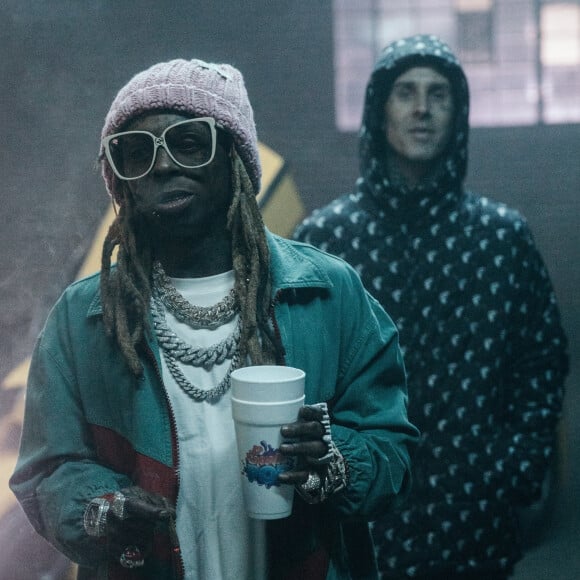 Exclusif - Travis Barker, Lil Wayne sur le tournage du clip 'Gimme Brain' à Los Angeles, le 23 décembre 2019.