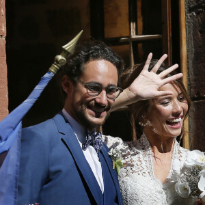 Mariage de Thomas Hollande et de la journaliste Emilie Broussouloux l'église de Meyssac en Corrèze, près de Brive, ville d'Emiie. Le 8 Septembre 2018. © Patrick Bernard-Guillaume Collet / Bestimage