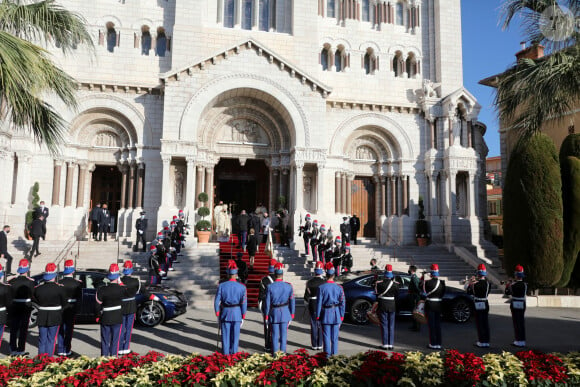 La famille princière assiste à la messe d'action de grace avec Te Deum à la cathédrale de Monaco à l'occasion de la Fête Nationale 2020 de la principauté de Monaco le 19 novembre 2020. © Cyril Dodergny / Nice Matin / Bestimage