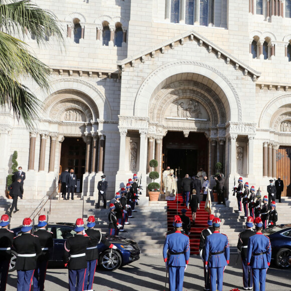 La famille princière assiste à la messe d'action de grace avec Te Deum à la cathédrale de Monaco à l'occasion de la Fête Nationale 2020 de la principauté de Monaco le 19 novembre 2020. © Cyril Dodergny / Nice Matin / Bestimage