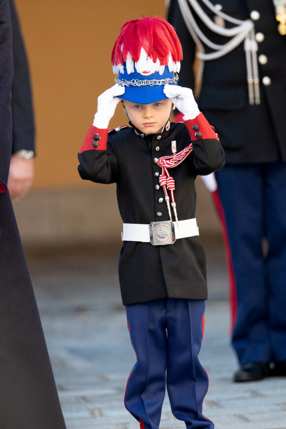 Le prince Jacques de Monaco, marquis des Baux - La famille princière assiste à une cérémonie de remise de médaille dans la cours du Palais de Monaco lors de la Fête Nationale 2020 de la principauté de Monaco le 19 novembre 2020. © David Nivière / Pool / Bestimage