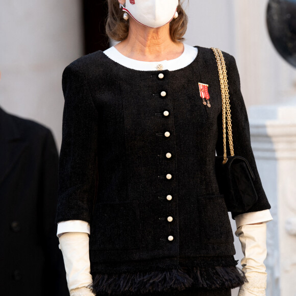 La princesse Caroline de Hanovre - La famille princière assiste à une cérémonie de remise de médaille dans la cours du Palais de Monaco lors de la Fête Nationale 2020 de la principauté de Monaco le 19 novembre 2020. © David Nivière / Pool / Bestimage