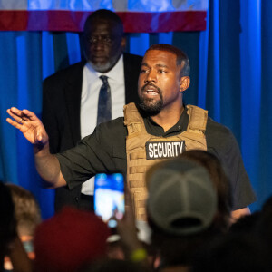 Kanye West en meeting pour sa campagne présidentielle le 19 juillet 2020.