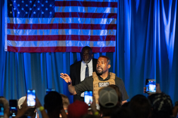 Kanye West en meeting pour sa campagne présidentielle le 19 juillet 2020.