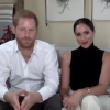 Le prince Harry et Meghan Markle en visioconférence avec la militante Malala Yousafzai, sur YouTube, octobre 2020.