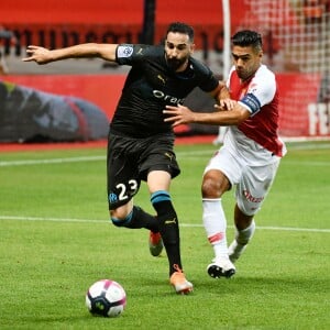 Adil Rami, le défenseur marseillais, durant la rencontre de football de Ligue 1 Conforama entre Monaco et Marseille au stade Louis II le 2 septembre 2018. © Bruno Bebert/Bestimage