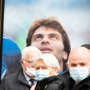 Bernard Laporte, Max Guazzini et Jean-Pierre Giran (maire de Hyères) - Obsèques du rugbyman Christophe Dominici en l'église Saint-Louis de Hyères le 4 décembre 2020 © Patrick Carpentier / Bestimage