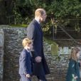 Le prince William, duc de Cambridge, et Catherine (Kate) Middleton, duchesse de Cambridge, la princesse Charlotte de Cambridge et le prince George de Cambridge lors de la messe de Noël en l'église Sainte-Marie-Madeleine à Sandringham au Royaume-Uni, le 25 décembre 2019.   