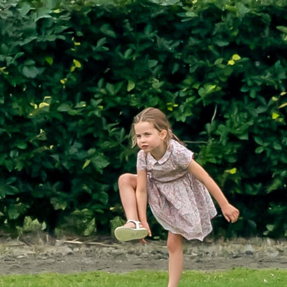 Le prince George de Cambridge et sa soeur la princesse Charlotte de Cambridge lors d'un match de polo de bienfaisance King Power Royal Charity Polo Day à Wokinghan, comté de Berkshire, Royaume Uni, le 10 juillet 2019.