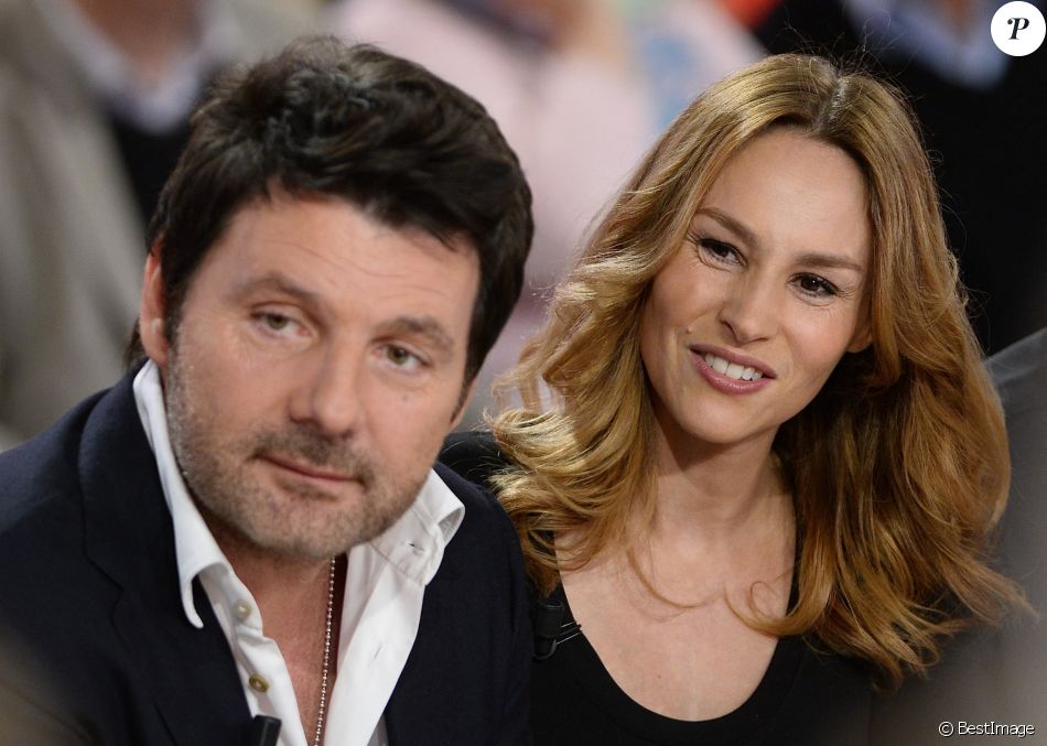 Philippe Lellouche et sa femme Vanessa Demouy en promotion pour la pièce de théâtre "L'appel de Londres" à la Gaité Montparnasse - Enregistrement de l'émission "Vivement Dimanche" à Paris le 1er Avril 2015. L'émission sera diffusée le 05 Avril 2015. Invité principal Sophie Davant.