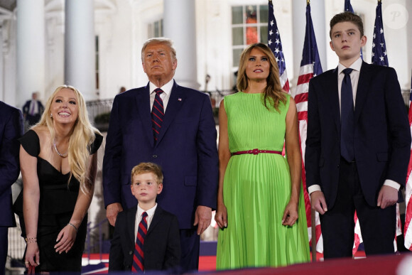 Tiffany, Donald Trump, Melania et Barron Trump - Donald Trump accepte officiellement l'investiture de son parti pour les prochaines élections lors du dernier jour de la Convention nationale républicaine à Washington, le 27 août 2020.