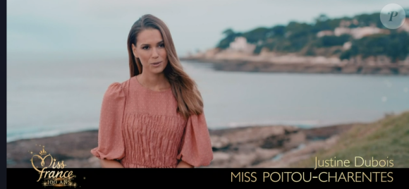 Miss Poitou-Charentes : Justine Dubois lors de l'élection Miss France 2021 le 19 décembre 2020 sur TF1