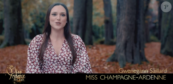 Miss Champagne-Ardenne : Gwenegann Saillard lors de l'élection Miss France 2021 le 19 décembre sur TF1