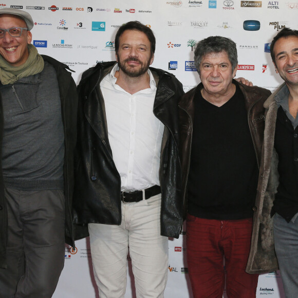 Les acteurs Samuel Le Bihan, Rodrigue Faucin, Lionnel Astier, Mikaël Fitoussi pour " Alex Hugo soleil noir " lors du 18e Festival des créations télévisuelles de Luchon, le 5 février 2016. © Patrick Bernard/Bestimage