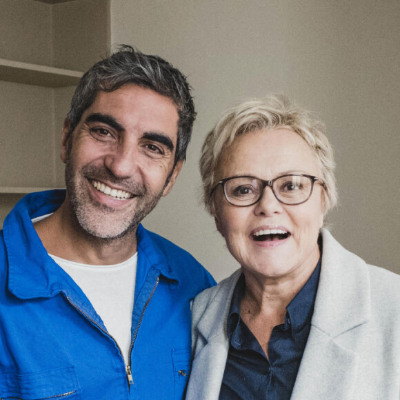 Exclusif  - Ary Abittan et Muriel Robin - Sketch La maison de chantier - Backstage du tournage du film "I love you coiffure" de M.Robin. Le 10 janvier 2020 © Cyril Moreau / Bestimage