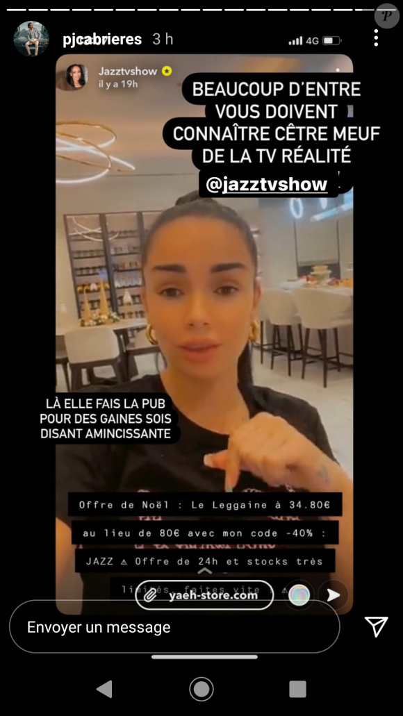 Pierre-Jean Cabrières dénonce un placement de produits de Jazz Correia, le 22 décembre 2020