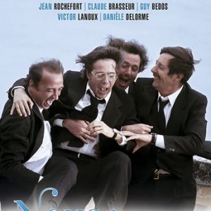 Claude Brasseur, Jean Rochefort, Guy Bedos, Victor Lanoux et Danièle Delorme, tous au casting de "Nous irons tous au paradis" sorti en 1977.