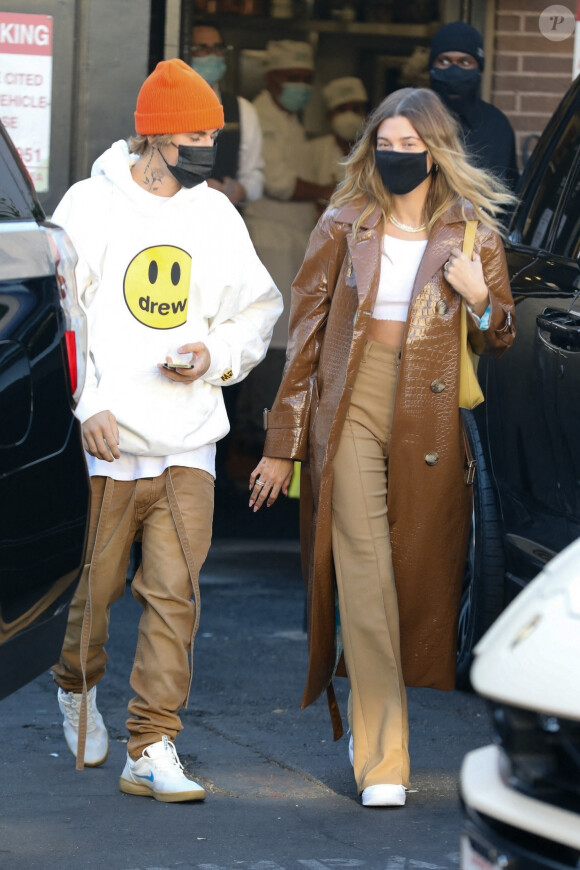 Justin Bieber et sa femme Hailey Baldwin Bieber sont allés déjeuner au restaurant Il Pastaio à Beverly Hills. Le 19 novembre 2020