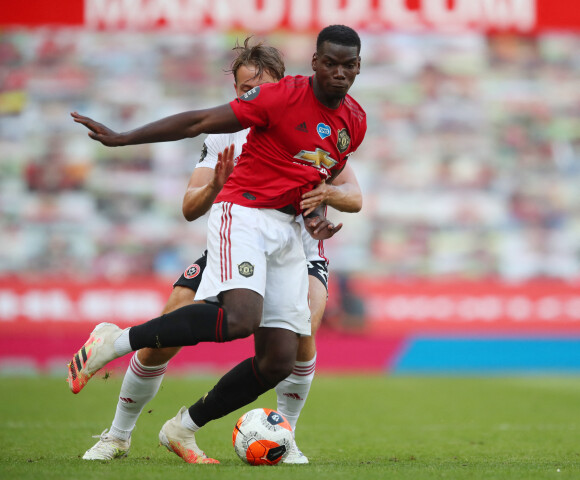 Paul Pogba - Grâce à Anthony Martial, Manchester United bat l'équipe de Sheffield Utd pour la 31 ème journée de Premier League, le 24 juin 2020 à Manchester. 