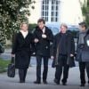 Exclusif - Christine Ockrent, son fils Alexandre Kouchner, son compagnon Bernard Kouchner et Jean Kouchner le frère de Bernard - Obsèques de Evelyne Pisier (ex femme de Bernard Kouchner et soeur de Marie-France Pisier) au cimetière La Guicharde à Sanary-sur-Mer le 14 février 2017.
