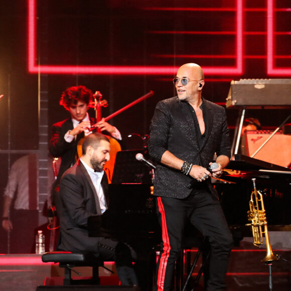 Exclusif - Ibrahim Maalouf et Pascal Obispo - Concert "Unis pour le Liban" à l'Olympia à Paris. Le 1er octobre 2020. © Da Silva-Moreau / Bestimage