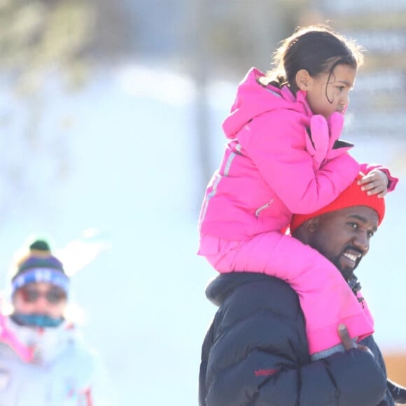 Exclusif - Kim Kardashian, son mari Kanye West et leurs enfants Saint et North à Aspen, Colorado, Etats-Unis, le 30 décembre 2018.