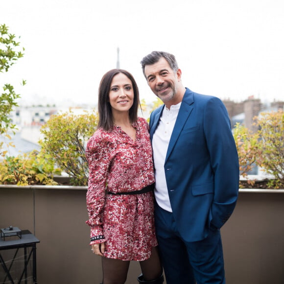 Fabienne Carat et Stéphane Plaza - Enregistrement de la 100ème émission "Recherche appartement ou maison", présentée par S.Plaza, qui sera diffusée le 20 janvier à 21h05 sur M6. Le 6 octobre 2020 © Tiziano da Silva / Bestimage