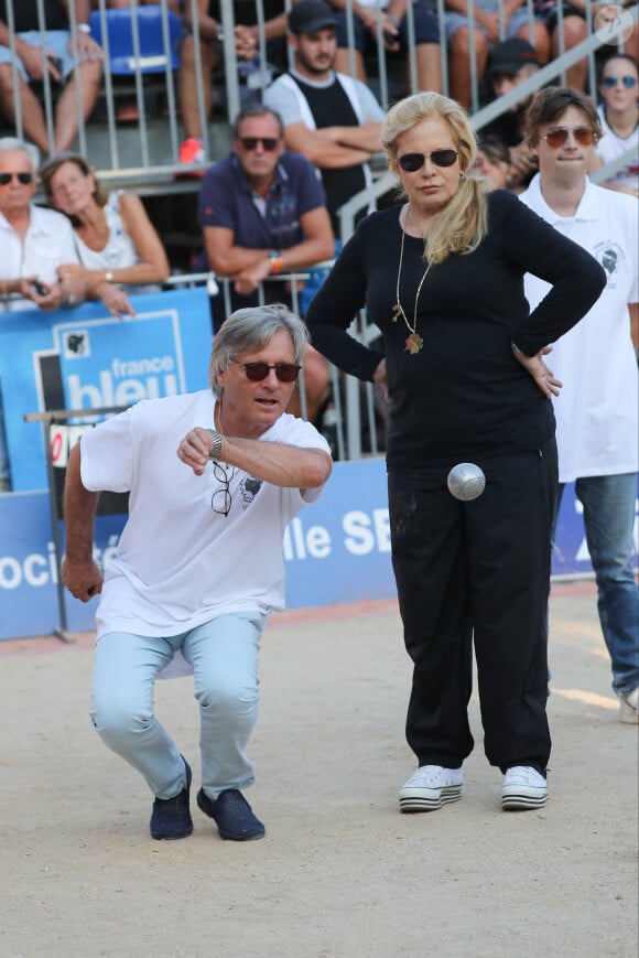 Sylvie Vartan, Jean-Pierre Pinelli - Challenge Henri Salvador 2019, un tournoi VIP de Pétanque "Souvenir Henri-Salvador" organisé chaque année à l'Ile-Rousse par le Sport Pétanque Ile-Rousse, en Corse, France, le 13 Septembre 2019. © Olivier Sanchez/Crystal/Bestimage