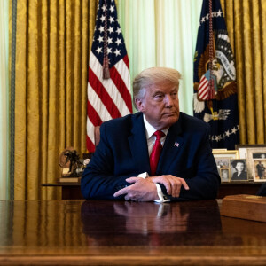 Le président Donald Trump dans le bureau ovale à La Maison Blanche à Washington, DC, le 28 août 2020 © Douglas Christian/Zuma/Bestimage