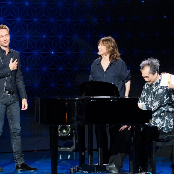 Exclusif - Cyril Féraud, Jane Birkin, Faustine Bollaert - Enregistrement de l'émission "La Boîte à Secrets", présentée par F.Bollaert et qui sera diffusée le 22 janvier sur France 3. Le 18 janvier 2021 © Tiziano Da Silva / Bestimage