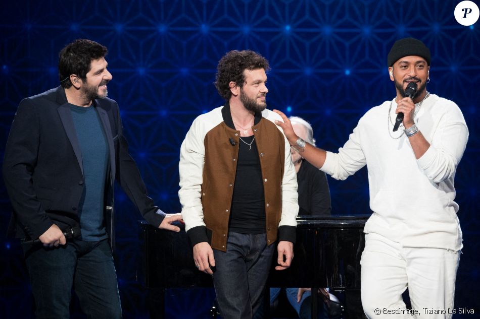 Exclusif - Patrick Fiori, Slimane, Claudio Capeo - Enregistrement de l'émission "La Boîte à Secrets", présentée par F.Bollaert et qui sera diffusée le 22 janvier sur France 3. Le 18 janvier 2021 © Tiziano Da Silva / Bestimage