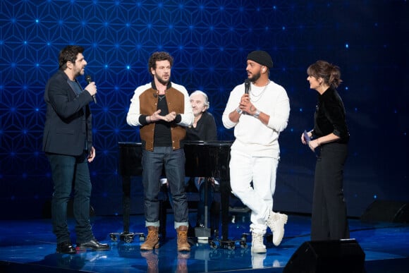 Exclusif - Patrick Fiori, Slimane, Faustine Bollaert, Claudio Capeo - Enregistrement de l'émission "La Boîte à Secrets", présentée par F.Bollaert et qui sera diffusée le 22 janvier sur France 3. Le 18 janvier 2021 © Tiziano Da Silva / Bestimage