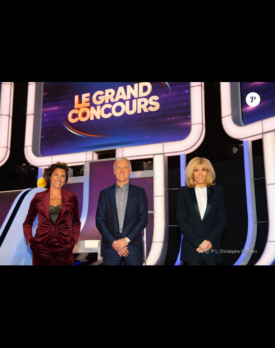 "Le Grand concours des animateurs" au profit de l'Opération Pièces Jaunes, présenté par Alessandra Sublet en présence de la première dame Brigitte Macron, sur TF1.