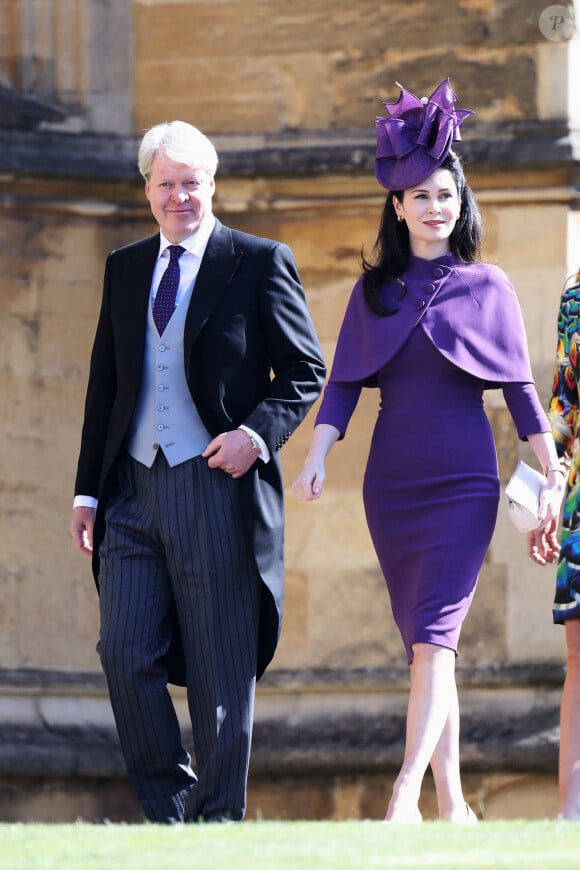 Charles Spencer et Karen Spencer - Les invités arrivent à la chapelle St. George pour le mariage du prince Harry et de Meghan Markle au château de Windsor, Royaume Uni, le 19 mai 2018.