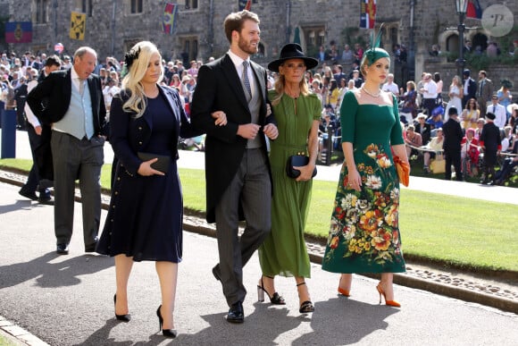 Eliza Spencer, Louis Spencer, Victoria Aitken et Kitty Spencer - Les invités arrivent à la chapelle St. George pour le mariage du prince Harry et de Meghan Markle au château de Windsor, Royaume Uni, le 19 mai 2018.