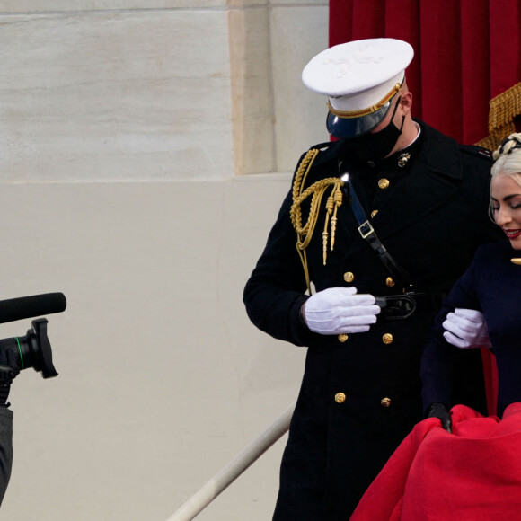 Lady Gaga - Cérémonie d'investiture du 46e président des Etats-Unis Joe Biden et de la vice-présidente Kamala Harris au Capitole à Washington. Le 20 janvier 2021.