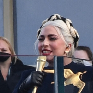Joe Biden, Kamala Harris - Lady Gaga chante l'hymne américain lors de l'investiture du 46e président des Etats-Unis Joe Biden et de sa vice-présidente Kamala Harris au Capitole à Washington le 20 janvier 2021.
