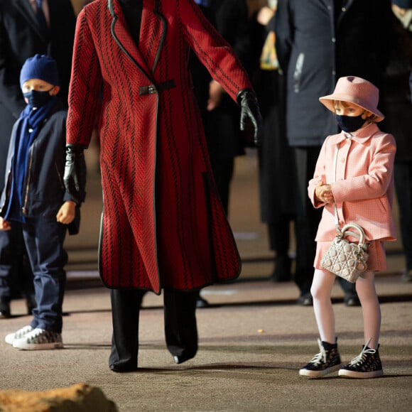 Le prince Albert II de Monaco, sa femme la princesse Charlene et leurs enfants le prince héréditaire Jacques et la princesse Gabriella durant la célébration de la Sainte Dévote, Sainte patronne de Monaco, à Monaco le 26 janvier 2021. © Olivier Huitel / Pool Monaco /Bestimage