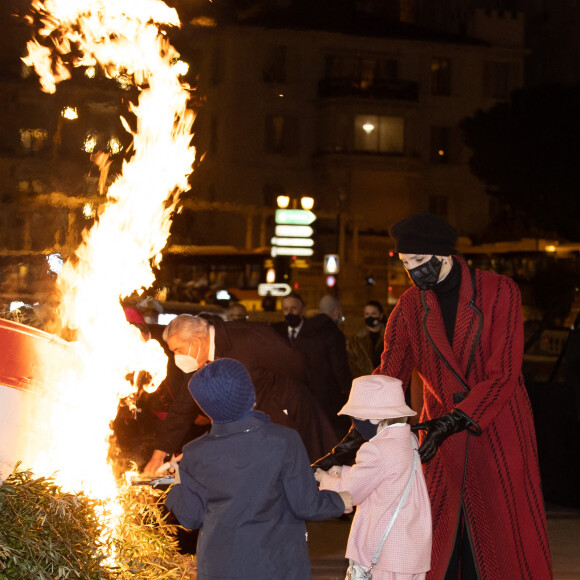Le prince Albert II de Monaco, sa femme la princesse Charlene et leurs enfants le prince héréditaire Jacques et la princesse Gabriella durant la célébration de la Sainte Dévote, Sainte patronne de Monaco, à Monaco le 26 janvier 2021. © Olivier Huitel / Pool Monaco /Bestimage
