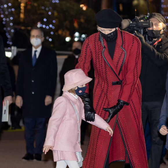 Le prince Albert II de Monaco, sa femme la princesse Charlene et leurs enfants le prince héréditaire Jacques et la princesse Gabriella durant la célébration de la Sainte Dévote, Sainte patronne de Monaco, à Monaco le 26 janvier 2021. © Olivier Huitel / Pool Monaco /Bestimage