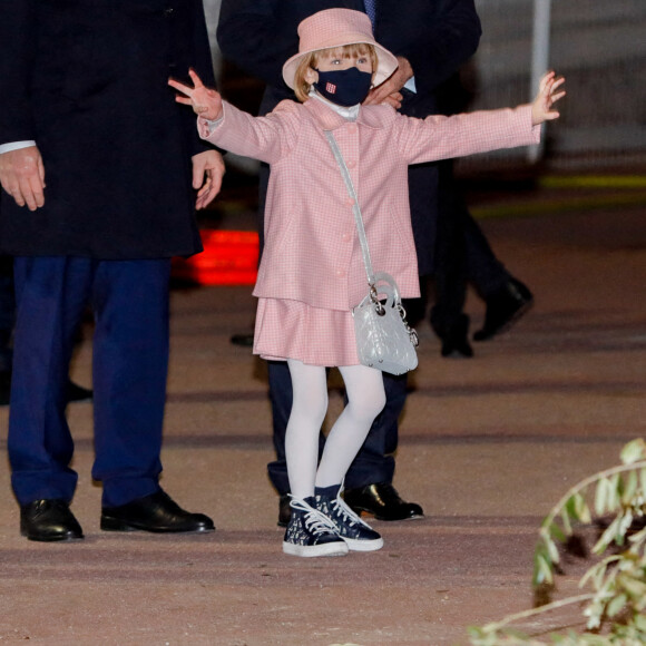 Le prince Albert II de Monaco, sa femme la princesse Charlene et leurs enfants le prince héréditaire Jacques et la princesse Gabriella durant la célébration de la Sainte Dévote, Sainte patronne de Monaco, à Monaco le 26 janvier 2021. © Claudia Albuquerque /Bestimage