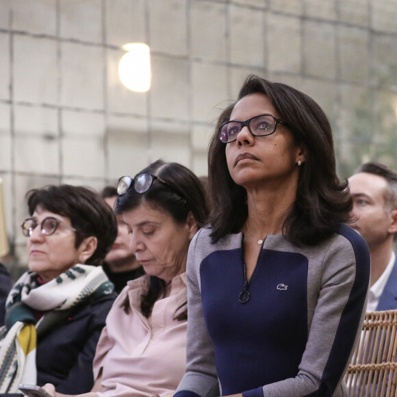 Audrey Pulvar - La maire de Paris, Anne Hidalgo présente son programme de l'ensemble de son projet et de ses mesures pour un Paris plus accessible, plus écologique et plus solidaire, au Morning Coworking République, Paris, France, le 6 février 2020. © Stéphane Lemouton / Bestimage