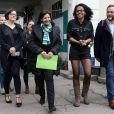 La maire de Paris, Anne Hidalgo accompagnée de Audrey Pulvar arrive à l'Oratoire, restaurant des Grands Voisins pour donner une conférence de presse sur l'alimentation urbaine, Paris, France, le 24 février 2020. © Stéphane Lemouton / Bestimage