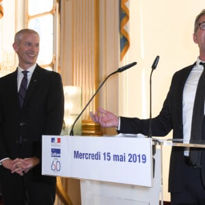 Exclusif - Franck Riester et Christophe Dechavanne - Christophe Dechavanne reçoit le grade d'Officier des Arts et des Lettres au Ministère de la Culture à Paris le 15 mai 2019. © Coadic Guirec / Bestimage  