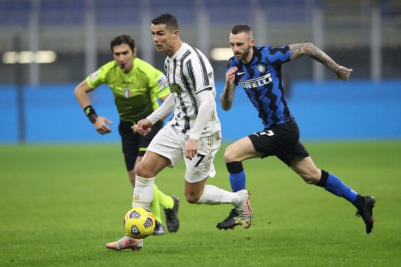 Cristiano Ronaldo lors du match de demi-finale de Coupe d'Italie entre l'Inter Milan et la Juventus Turin au stade Giuseppe Meazza. Milan, le 2 février 2021.
